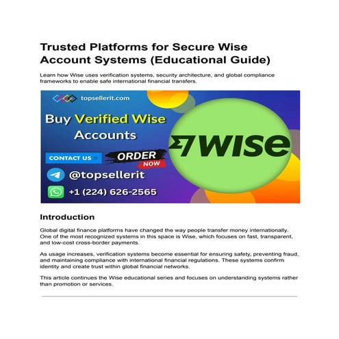Complete Educational Guide to Verified Wise Accounts | PDF