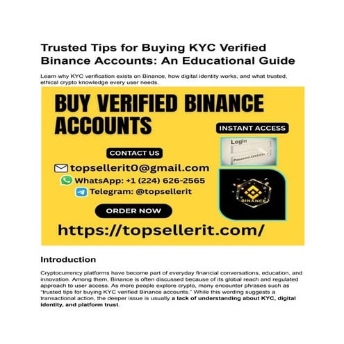 Trusted Tips for Buying KYC Verified Binance Accounts_ An Educational ...