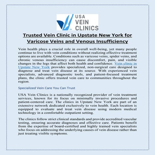 Trusted Vein Clinic in Upstate New York for Varicose Veins and Venous ...