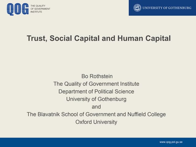 Trust, Social Capital and Human Capital