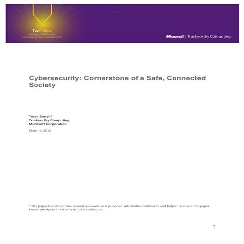 Cyber Security Conference - Trustworthy computing cybersecurity white paper