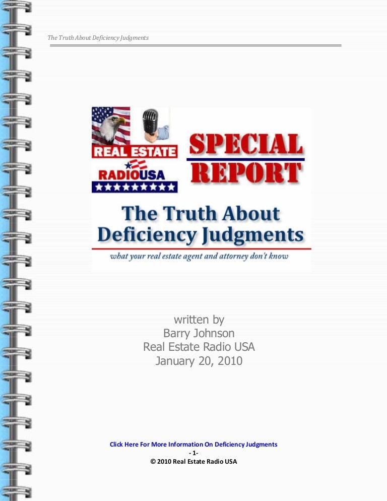 Deficiency judgment - sekataiwan