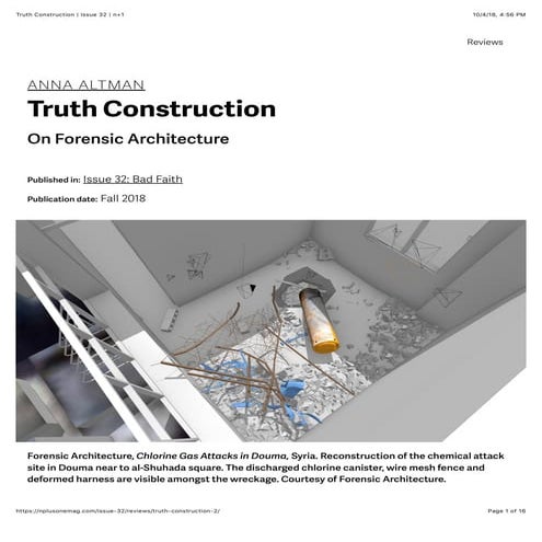 Truth construction: Forensic Architecture | PDF