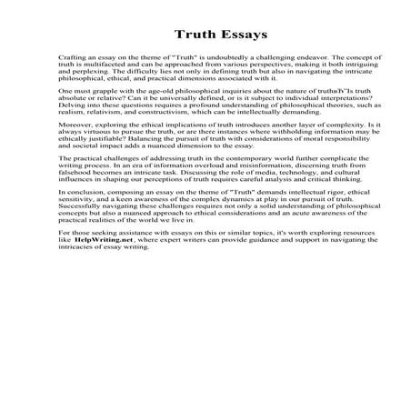 Truth Essays. Clear Creek Baptist Bible College