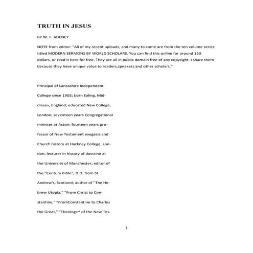 Truth in jesus | PDF