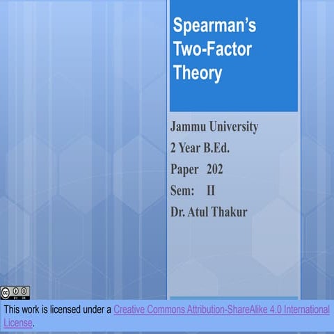 Spearman 2 factor theory