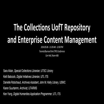 The Collections UofT Repository and Enterprise Content Management | PDF