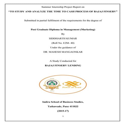  summer training project report on bajaj finserv