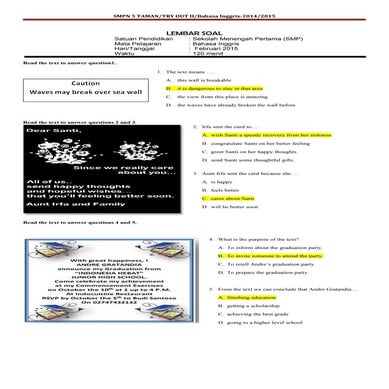 Try out 2 bahasa inggris 2015