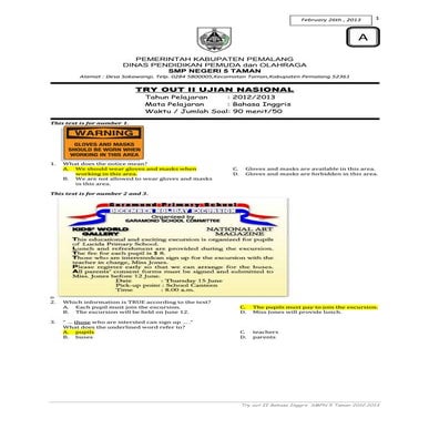Try out ii ujian nasional bahasa inggris paket a 2