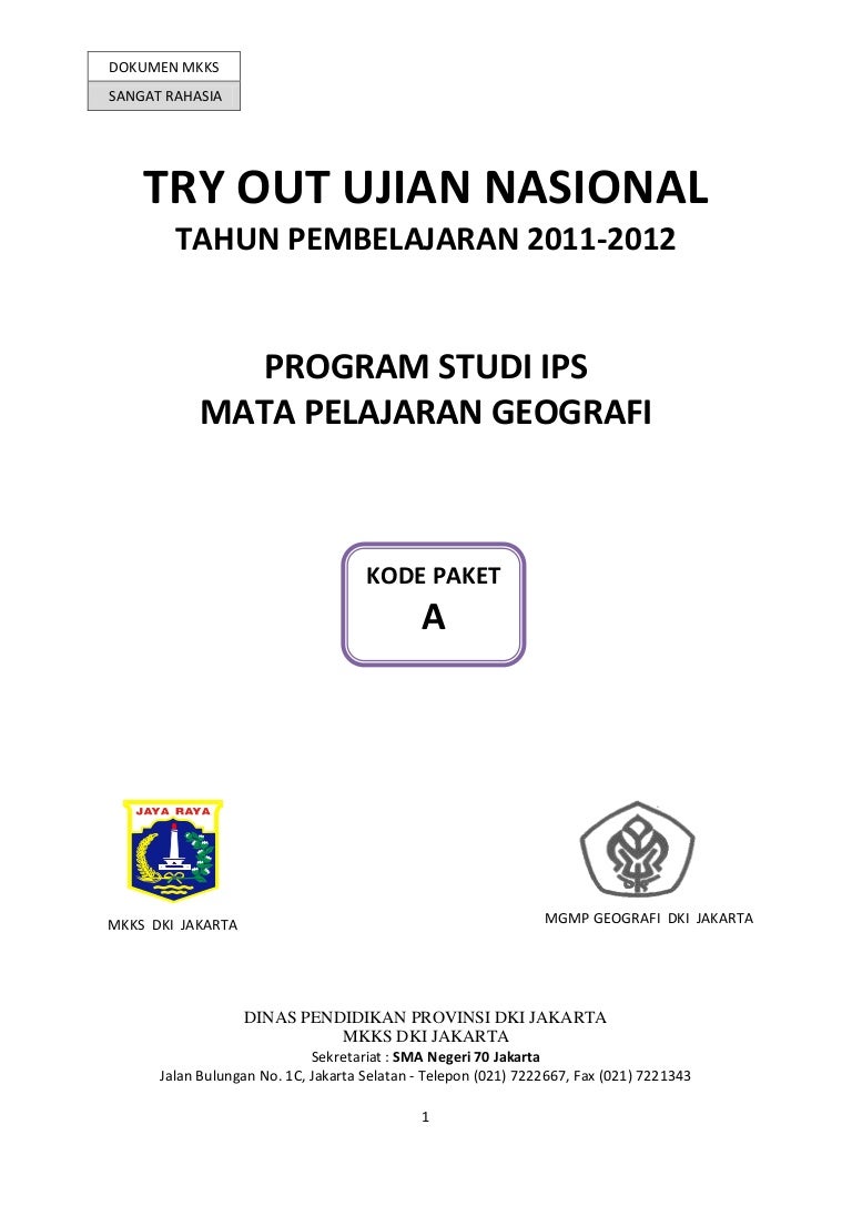 SOAL PREDIKSI GEOGRAFI UN 2012