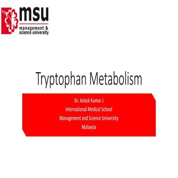 Tryptophan metabolism by Dr. Ashok KUmar J