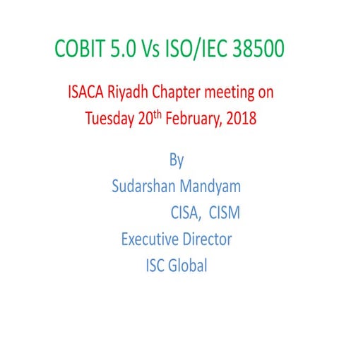 COBIT 5.0 Vs ISO / IEC 38500 (IT Governance)