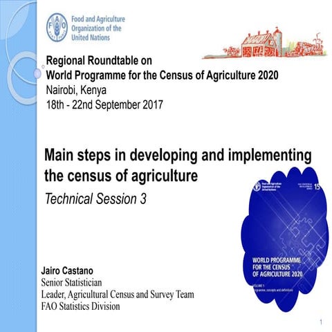 Main steps in developing and implementing the census of agriculture
