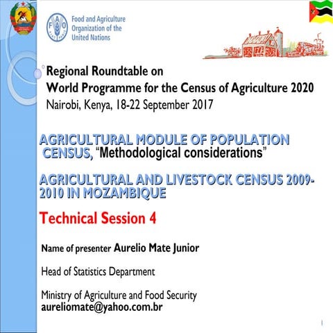 AGRICULTURAL MODULE OF POPULATION  CENSUS, “Methodological considerations”
