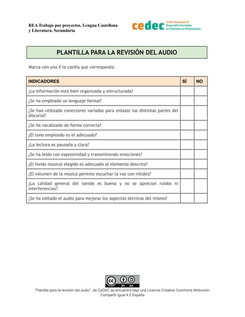 Plantilla para la revisión del audi...