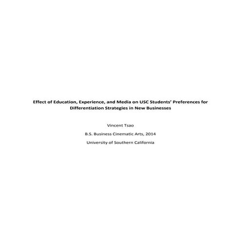 Effect of Education, Experience, and Media on USC Students’ Preferences for D...