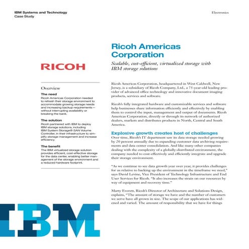 Ricoh Americas Corporation achieves a scalable, cost-efficient, virtualized s...
