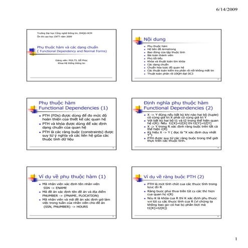 Phụ thuộc hàm và các dạng chuẩn - dhcntt