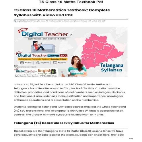 TS Class 10 Mathematics Textbook Complete Syllabus With Video and PDF.pdf
