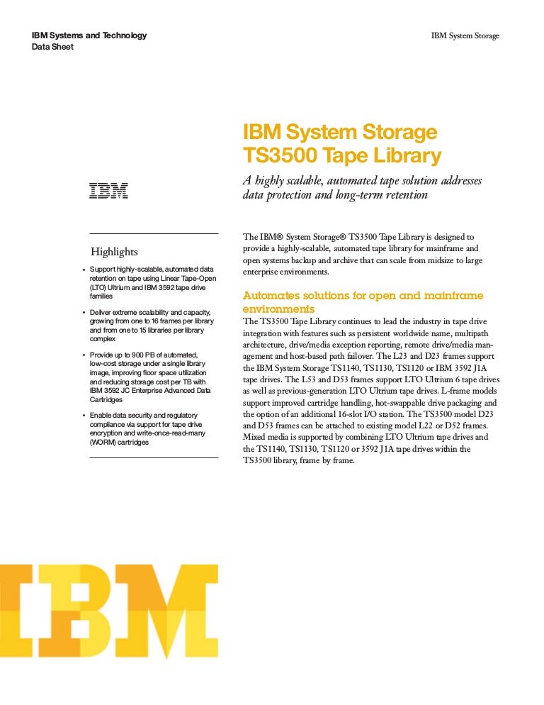 IBM System Storage TS3500 Tape Library