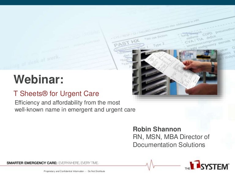 T Sheets for Urgent Care