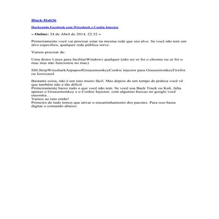 Hackeando facebook com wireshark e cookie injector
