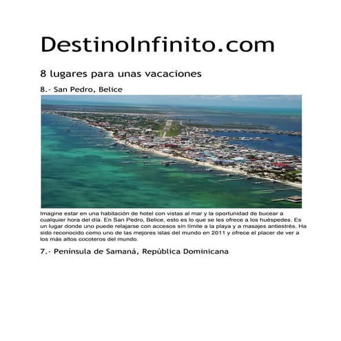 8 lugares para unas vacaciones