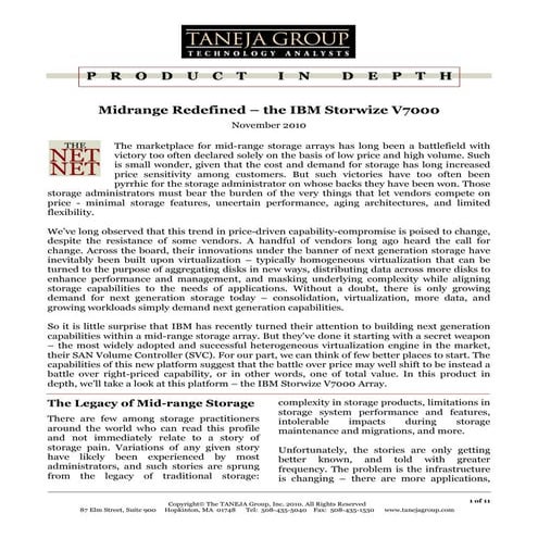 Taneja Group: Midrange Redefined – the IBM Storwize V7000 Analyst Paper