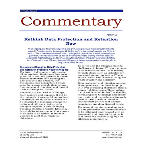 Mesabi Group paper: Rethink Data Protection and Retention Now Merchandising 