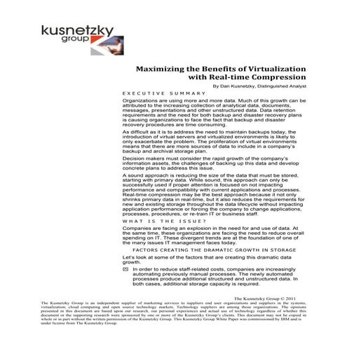 Maximizing the Benefits of Virtualization with Real-­time Compression