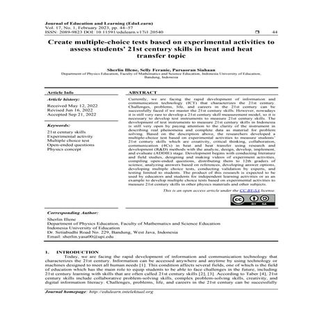 Create multiple-choice tests based on experimental activities to assess stude...