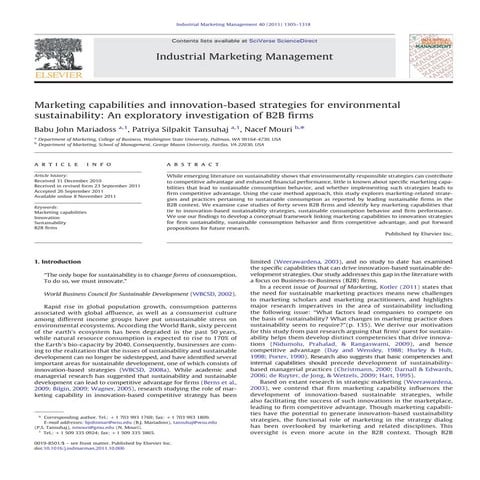 Industrial Marketing Management : Marketing capabilities and innovation-based...