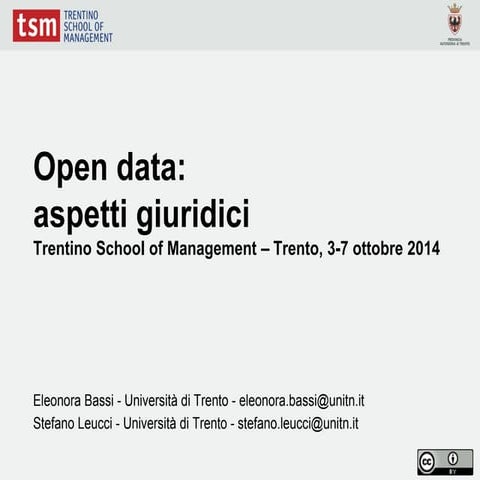 Open data: aspetti giuridici