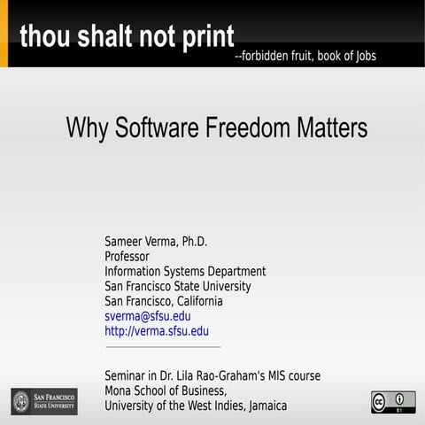 Thou Shalt not Print: Why Software Freedom Matters