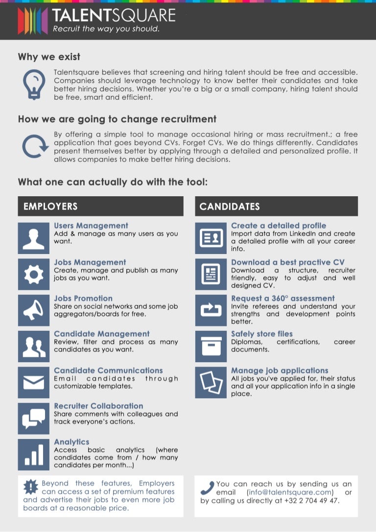 talentsquare one pager pitch applicant tracking system ats