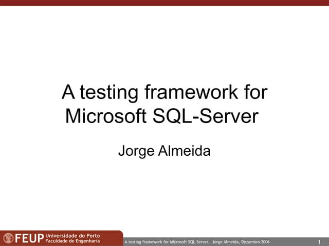A testing framework for Microsoft SQL-Server