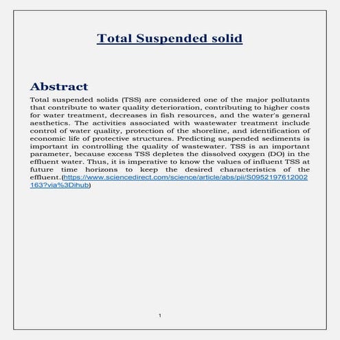 total suspended solids, very important topic from wastewatr treatment