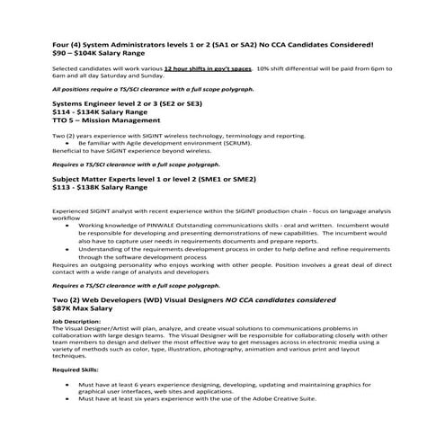 TS SCI Positions 4.9.10