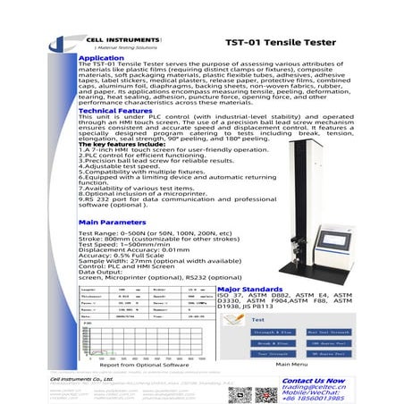 Top 5 Applications of the TST-01 Tensile Tester in Material Testing | PDF