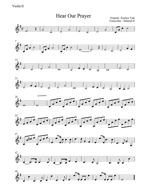 Sheet Music Tsubasa Chronicle A Song Of Storm And Fire Violin