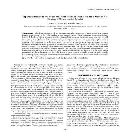 Tsujita (2007) Lipolysis Induced By Segment Wall