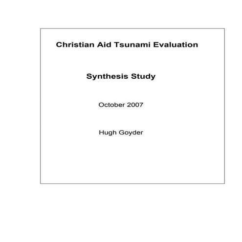Christian Aid Tsunami Evaluation Synthesis Study October 2007  