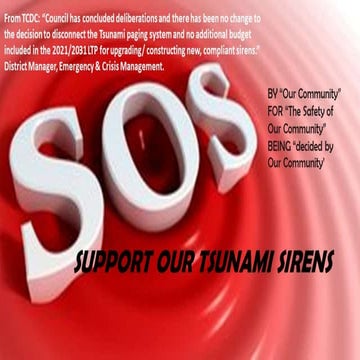 Tsunami sirens silenced for mtg 12th june 21