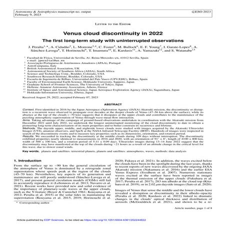 Venus cloud discontinuity in 2022 The first long-term study with uninterrupte...