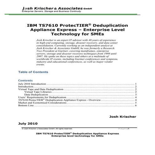 IBM TS7610 ProtecTIER Deduplication Appliance Express – Enterprise Level Tech...
