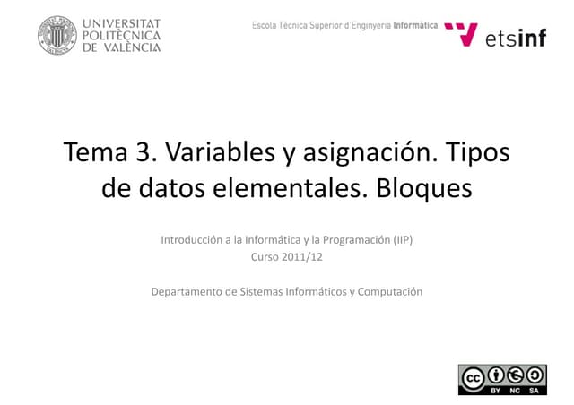 Introducción a la programación y la informática. Tema 3
