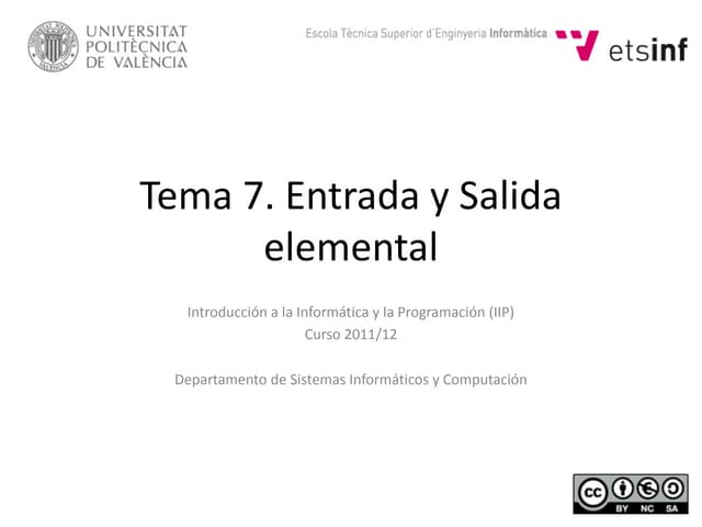 Introducción a la programación y la informática. Tema 7