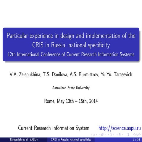 DSpace-CRIS design & Implementation | PDF