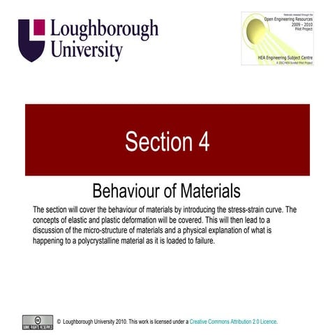Structures and Materials- Section 4 Behaviour of Materials